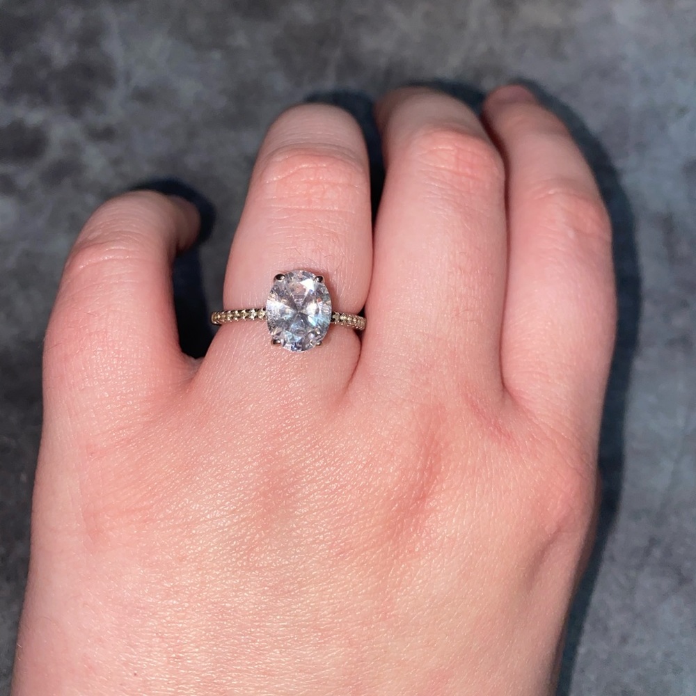 Sterling Silver Oval Cut Cubic Zirconia Engagement/Promise Ring